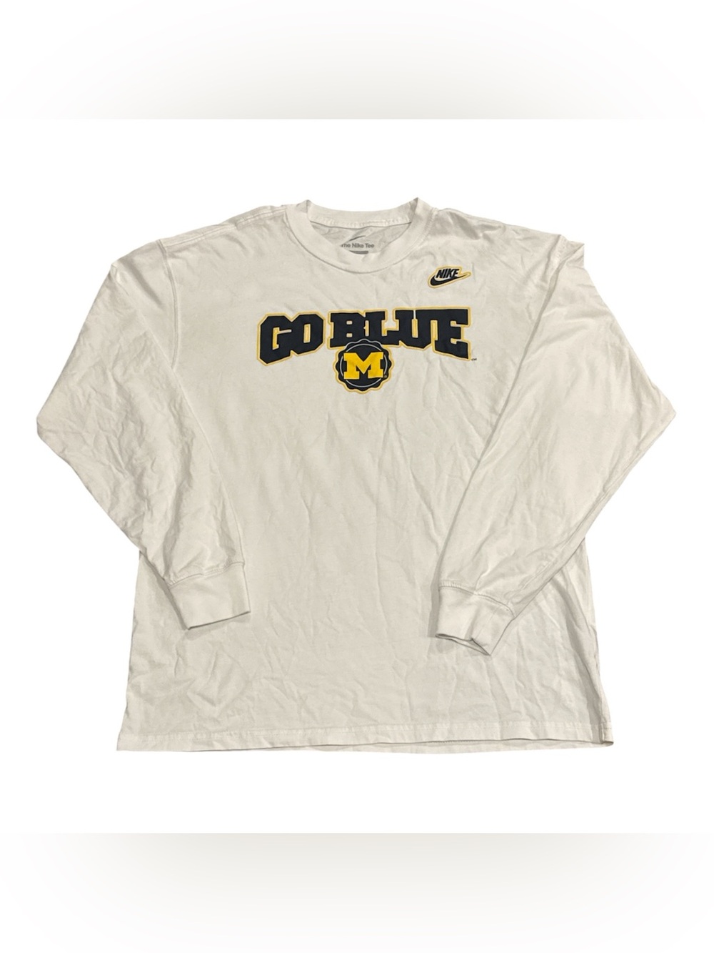 Nike Michigan Wolverines NCAA Football White Loose Fit Long Sleeve T Shirt Men M